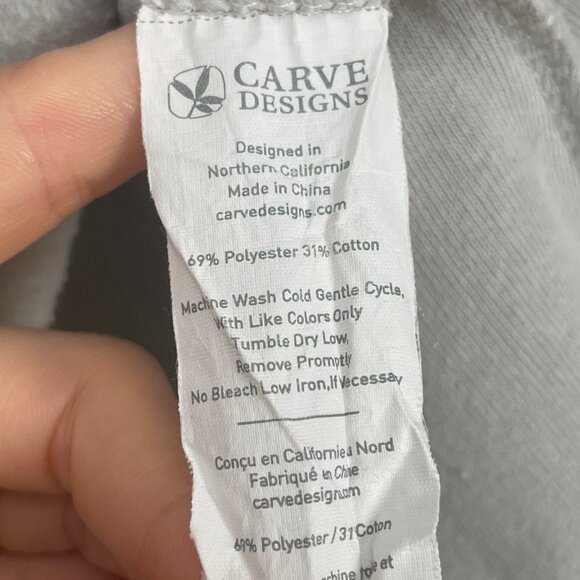 Carve Designs Rowayton Cowl-Neck Sweatshirt Gray Women Sz Large Kangaroo Pocket - Picture 7 of 12